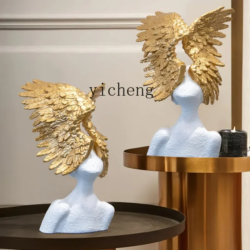Resin Art Decor - Adorno de ángel con alas de