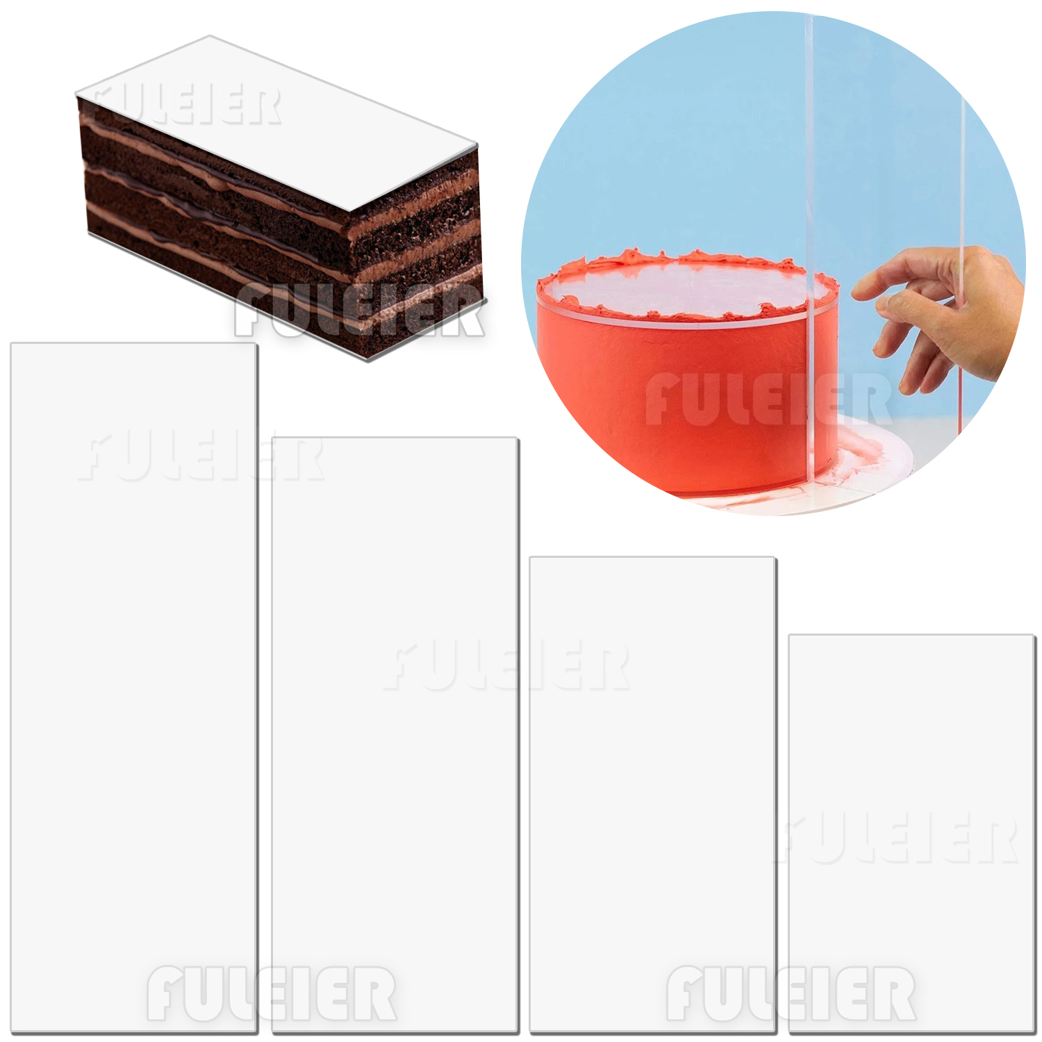 Tray Mold Rectangle - Raspador acrílico de crema para pasteles,