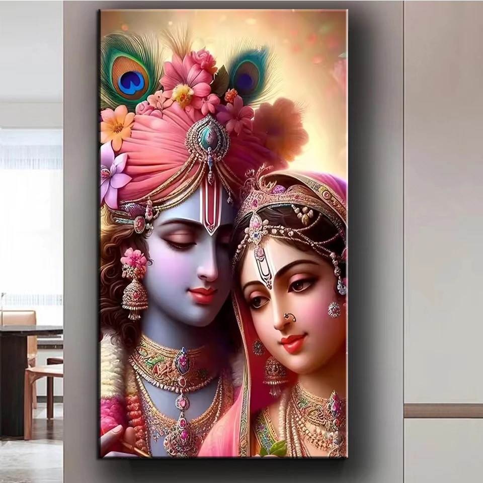 Resin Art Radha Krishna - Pintura de diamante grande 5D Diy,
