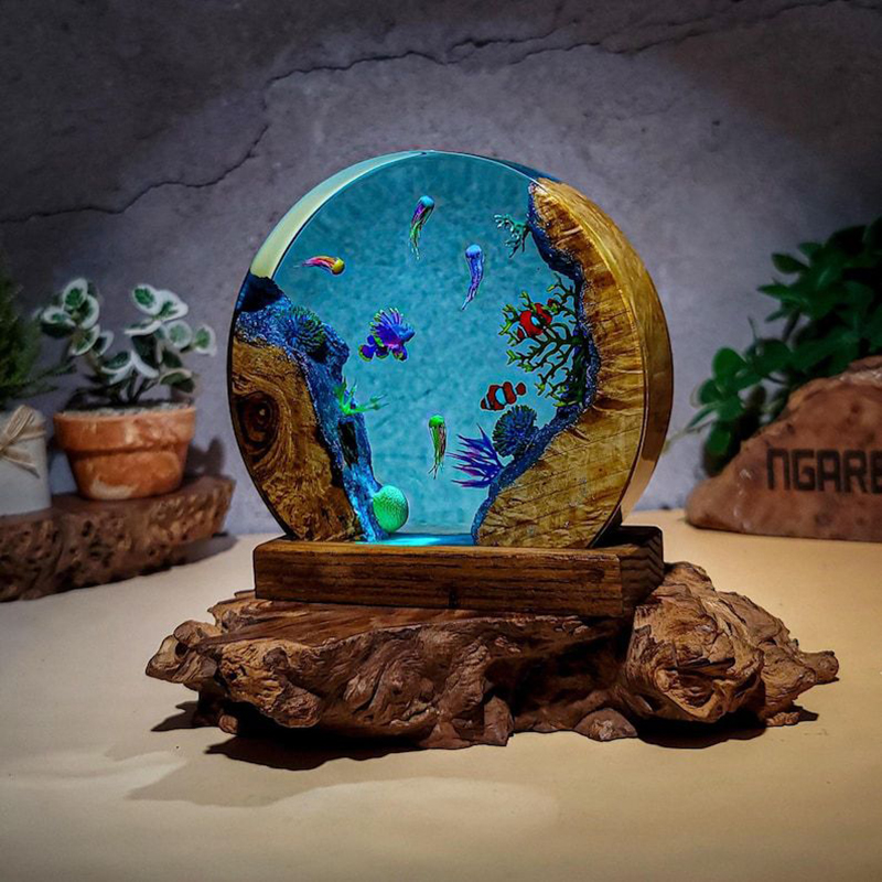 Lámpara de Mesa de Resina con  - Resin Art Decor reseña y precio